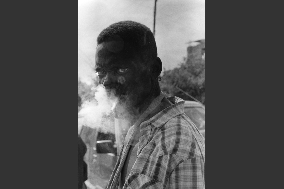 Portrait of a smoking man.