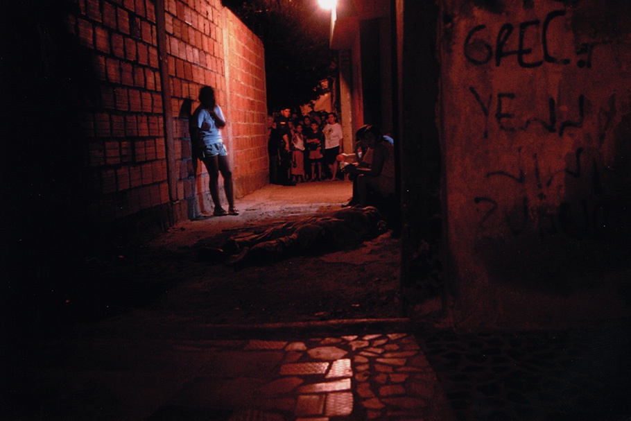 A scene in an alleyway.