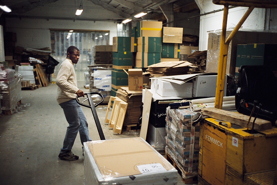 Man at work in a warehouse.