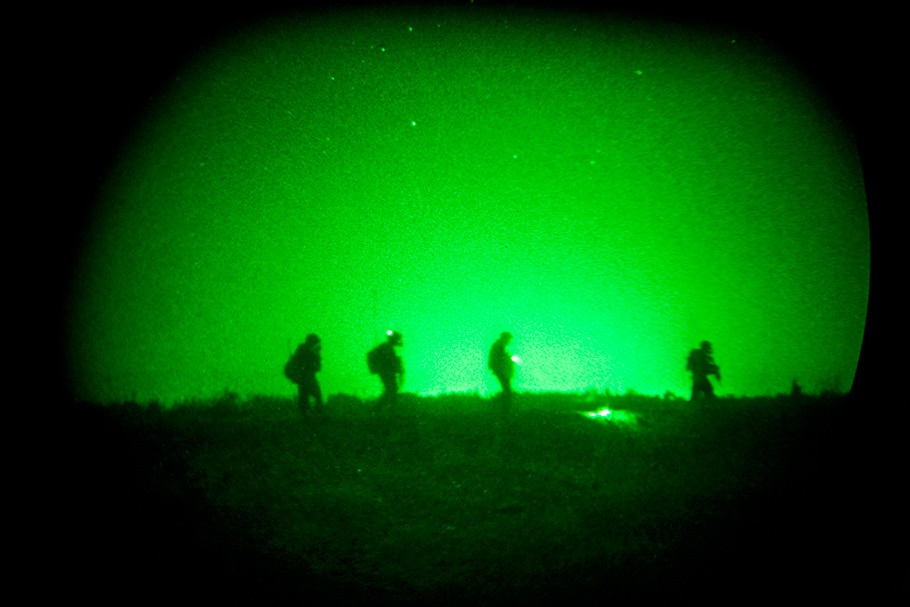 Four soldiers, green.