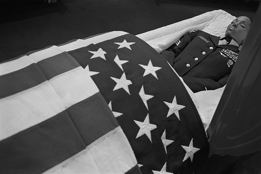 Soldier in casket.