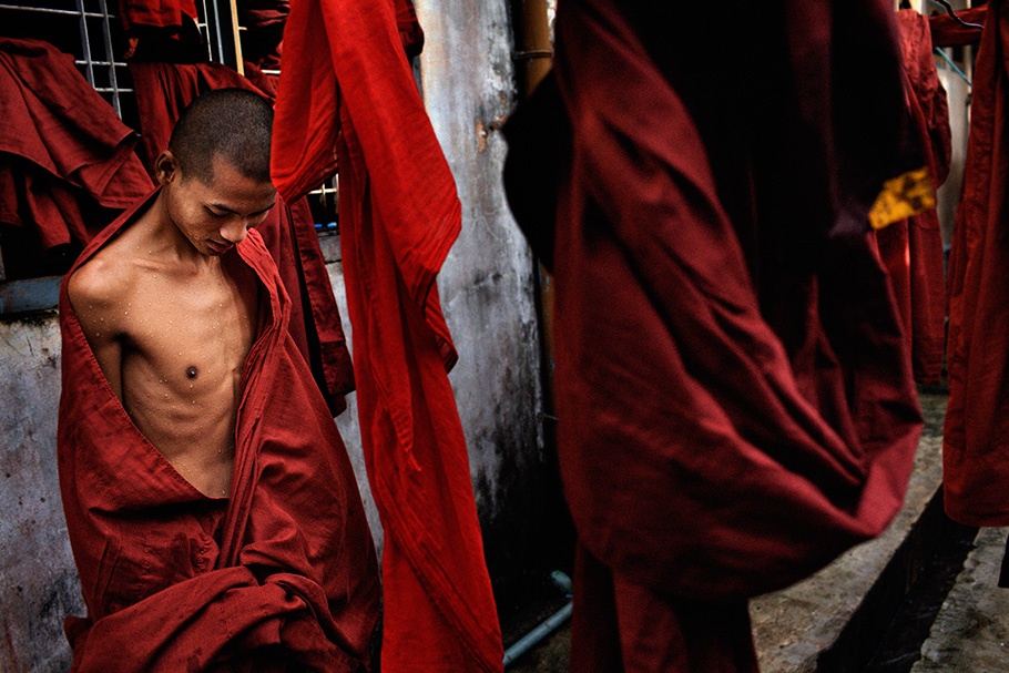 Monks in red robes.