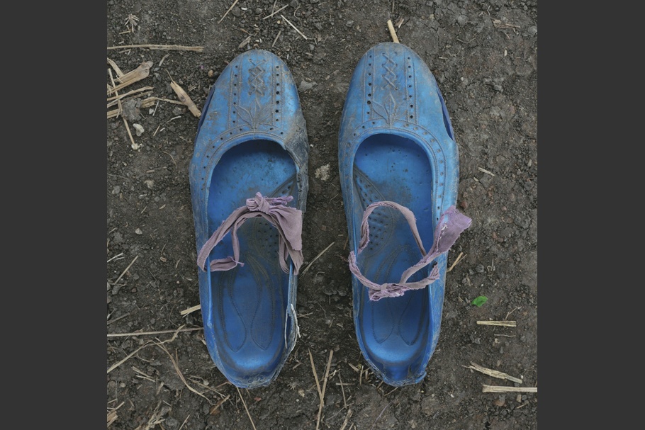 A pair of worn shoes