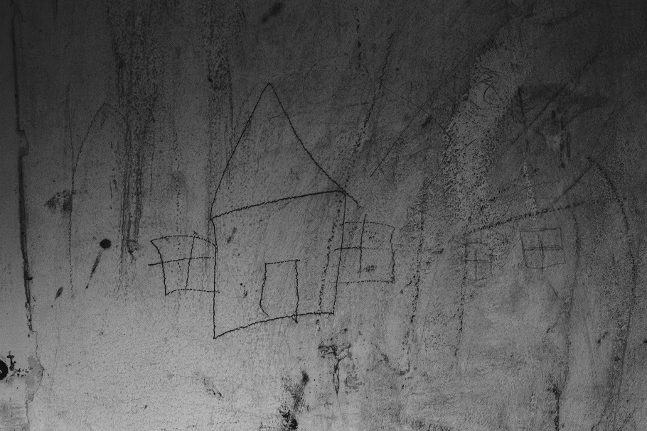 Drawing on a wall of a house