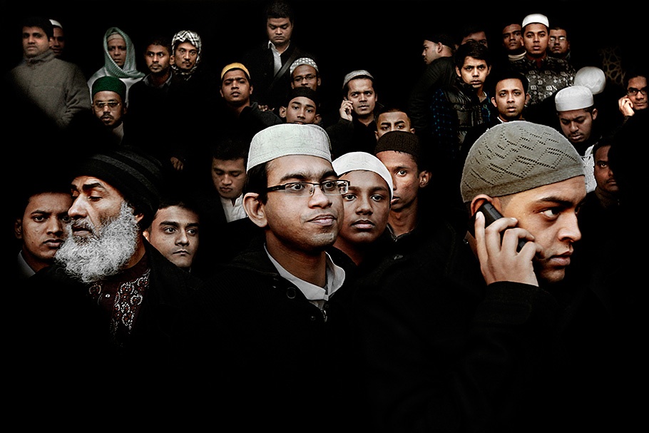 A large group of Muslim men.