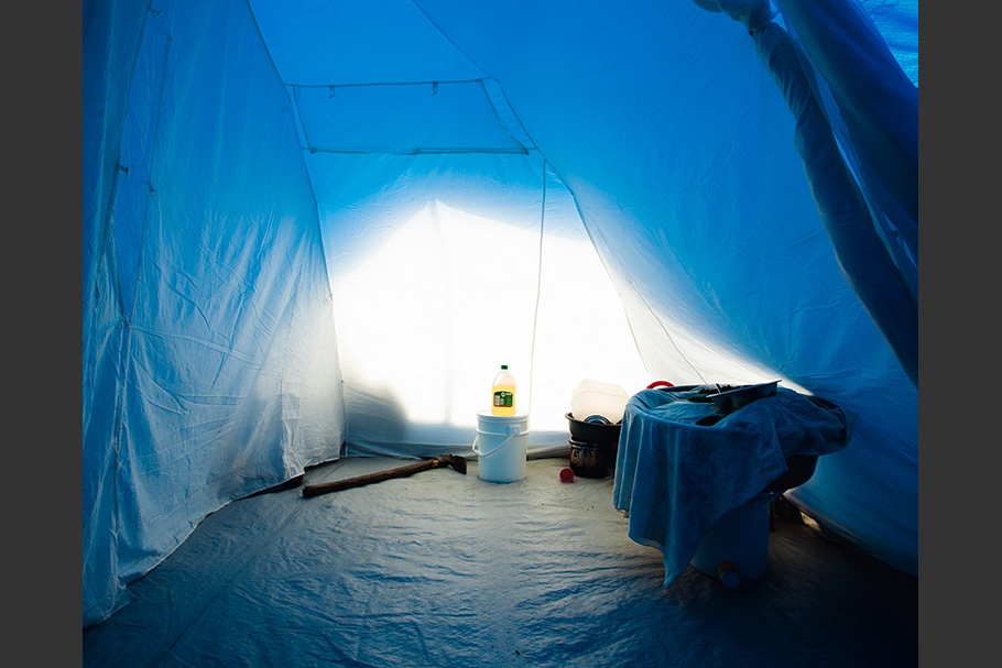 Interior of tent.