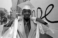 A student in a graduation cap and gown.